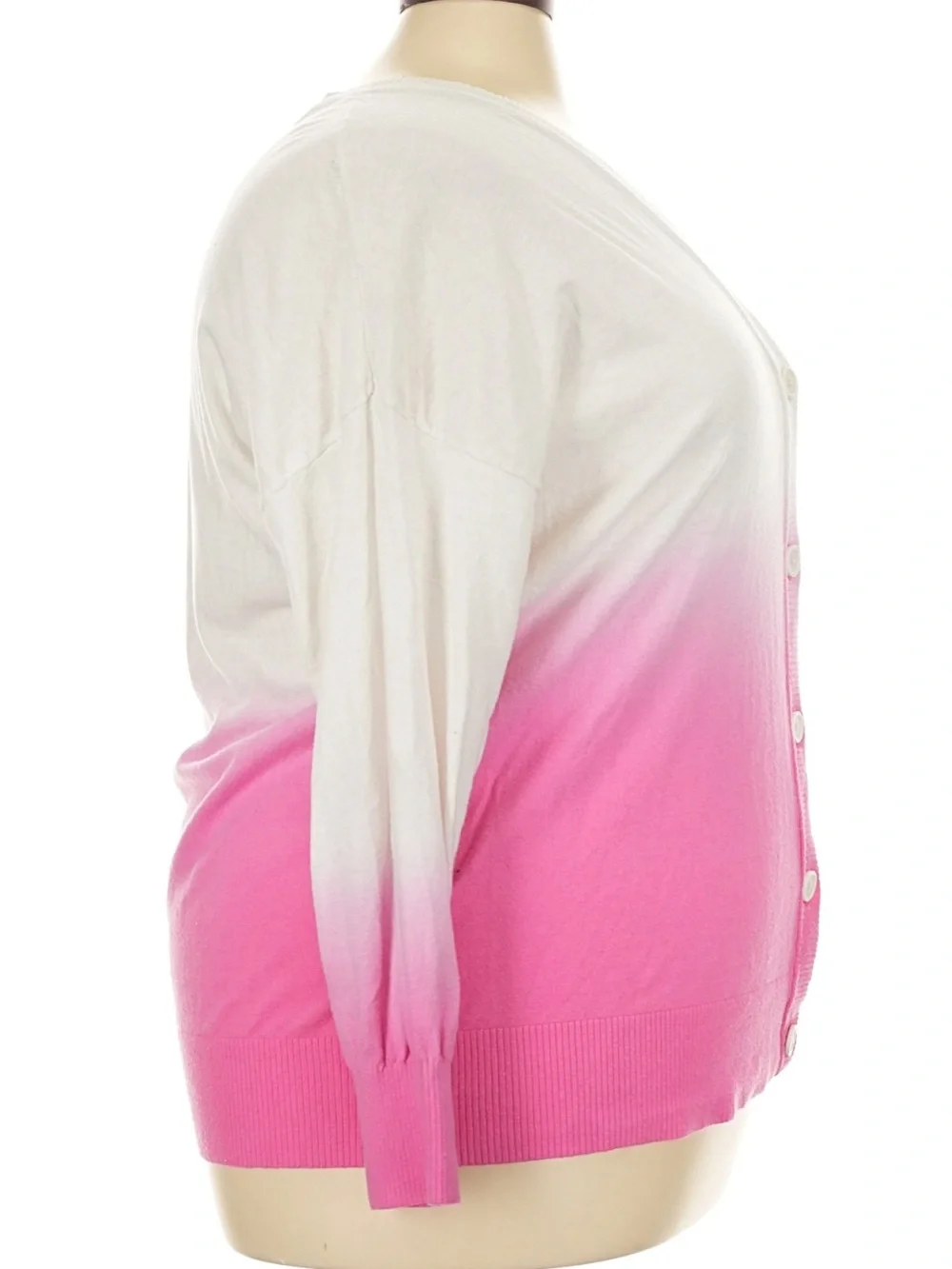 Torrid Pink Ombré Dip-Dye V-Neck Button Cardigan Sweater Plus Size 2X